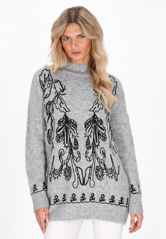 usha FESTIVAL Υπερμέγεθες πουλόβερ σε γκρι: μπροστά
