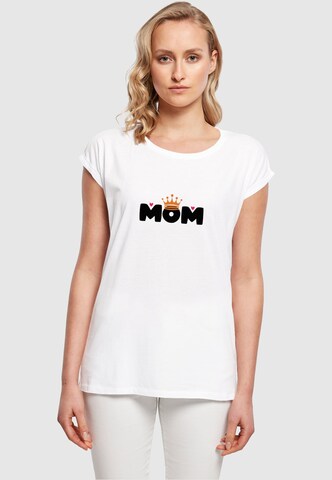 Merchcode Shirt 'Mothers Day - Queen Mom' in Wit: voorkant
