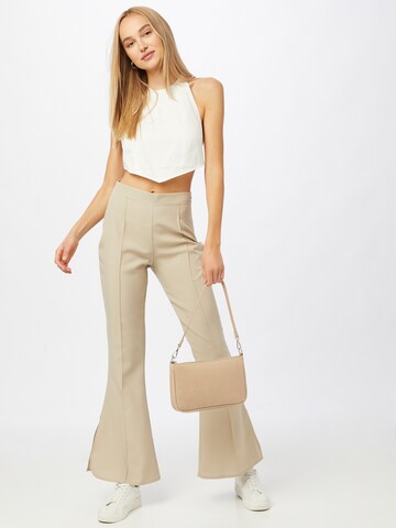 Missguided Bootcut Bukser 'SPLIT' i beige