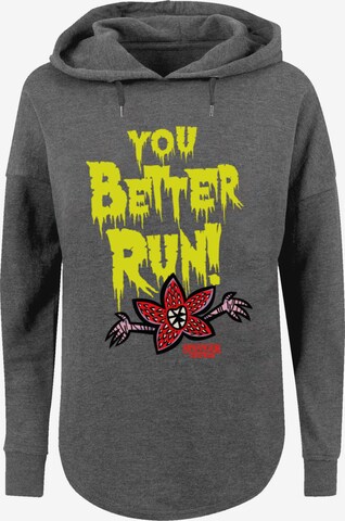 F4NT4STIC Sweatshirt 'Stranger Things You Better Run Netflix TV Series' in Grey: front