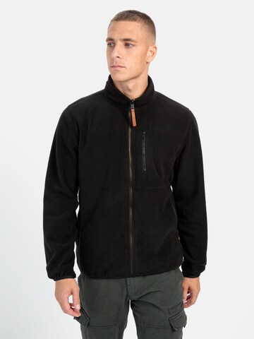 CAMEL ACTIVE Fleecejacke aus recyceltem Polyester in Schwarz: Vorderseite