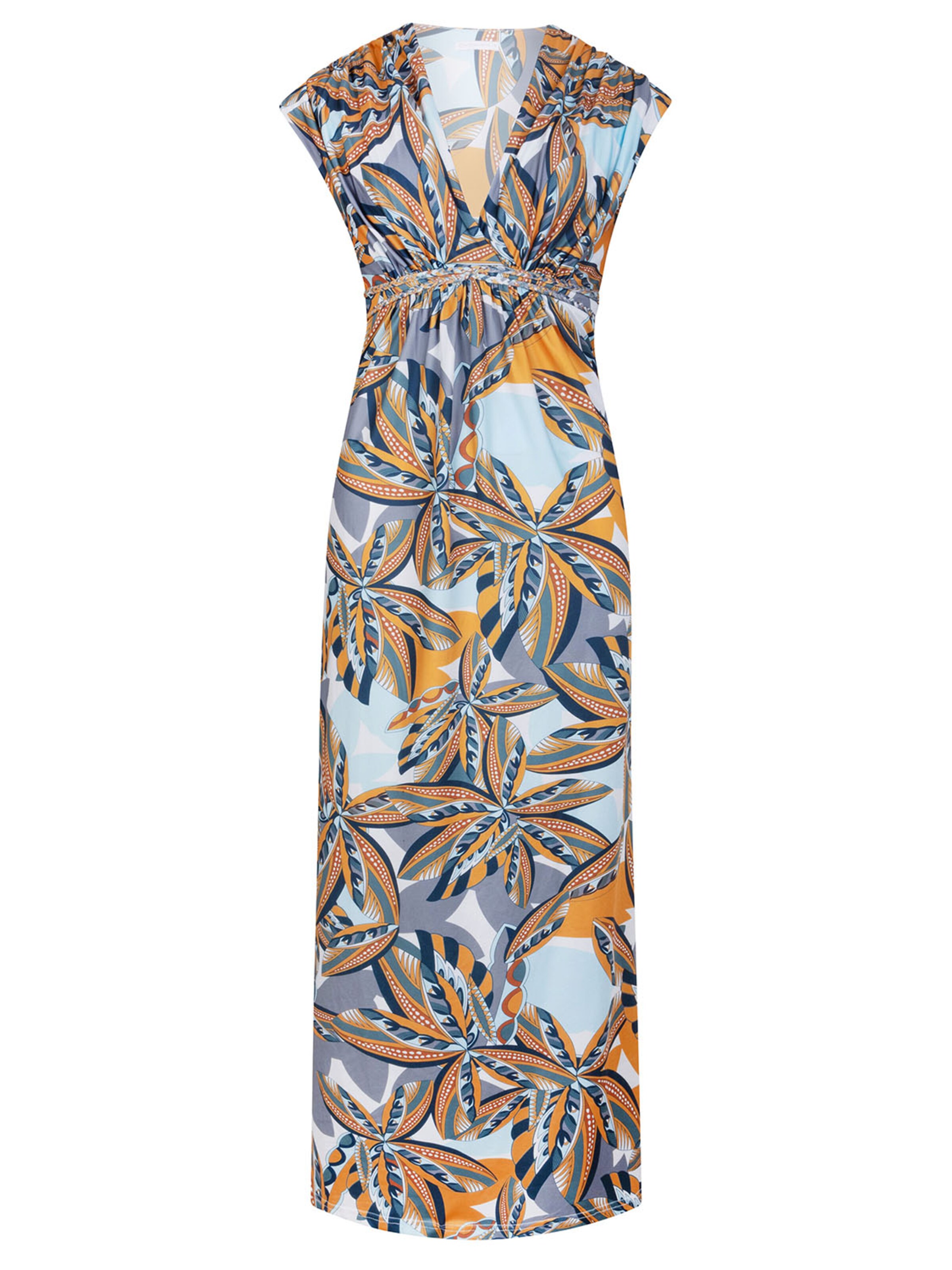 Chic by Lirette Jurk 'Kimono dress Palm' in Oranje: voorkant