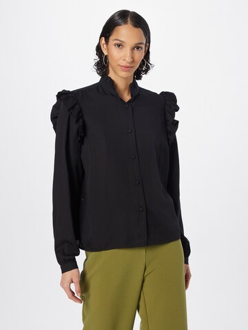 KnowledgeCotton Apparel Blouse in Zwart: voorkant