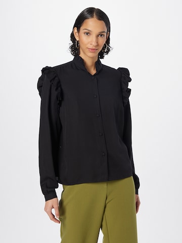 KnowledgeCotton Apparel Blouse in Zwart: voorkant