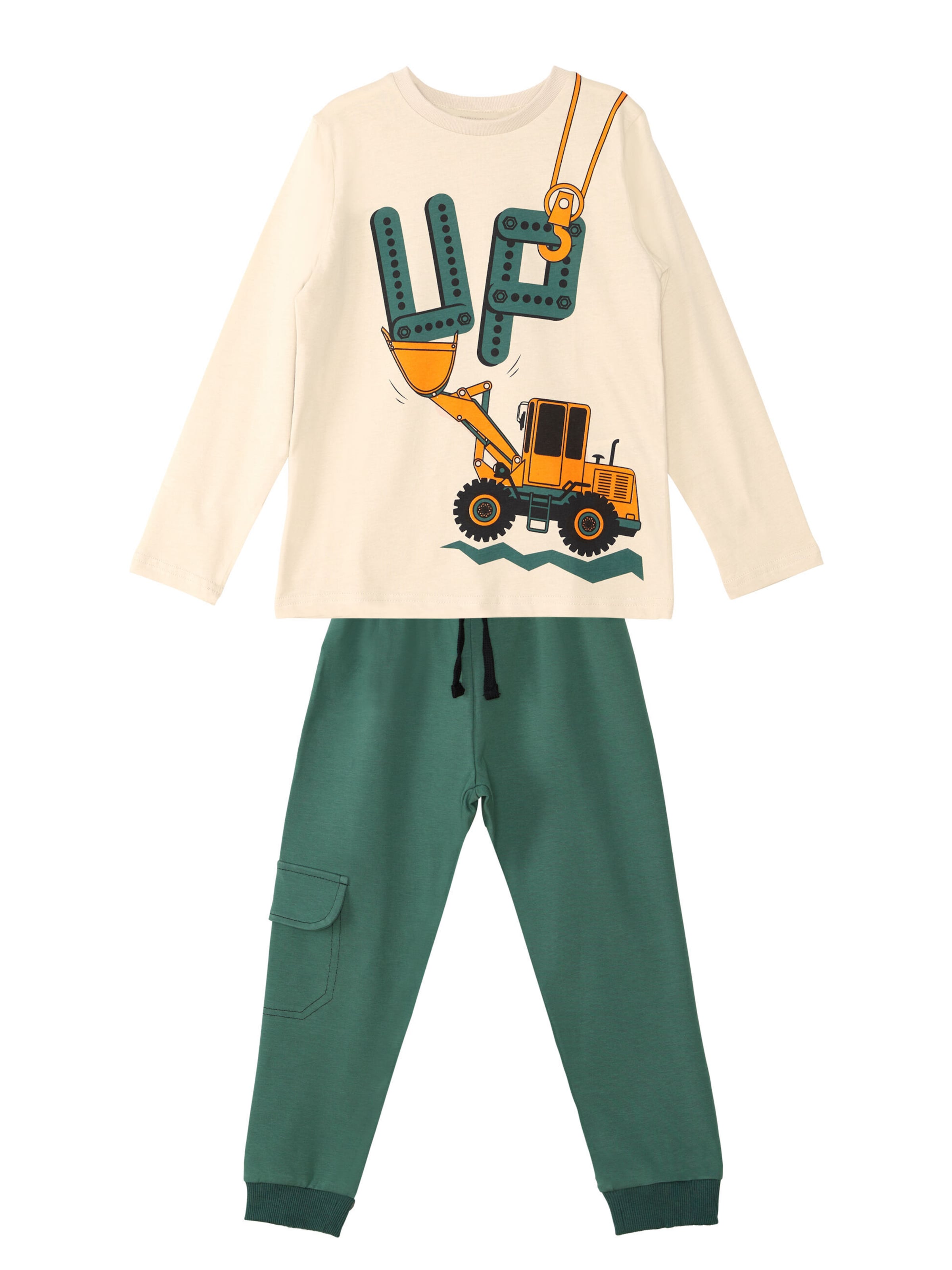 Denokids Set 'Up Dozer' in Grün: Vorderseite