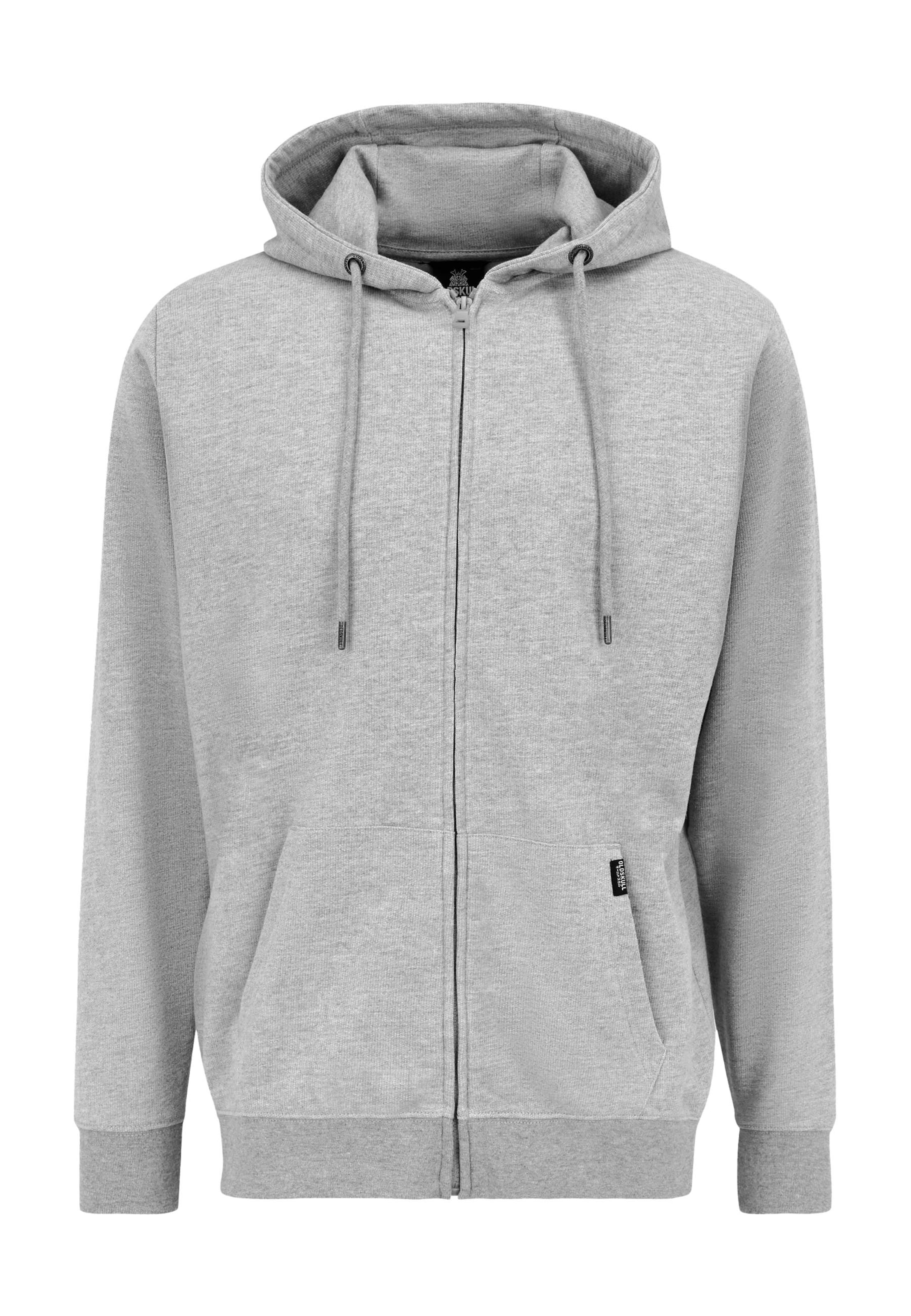 Oldskull Sweat jacket 'Plain Basic' in Grey: front