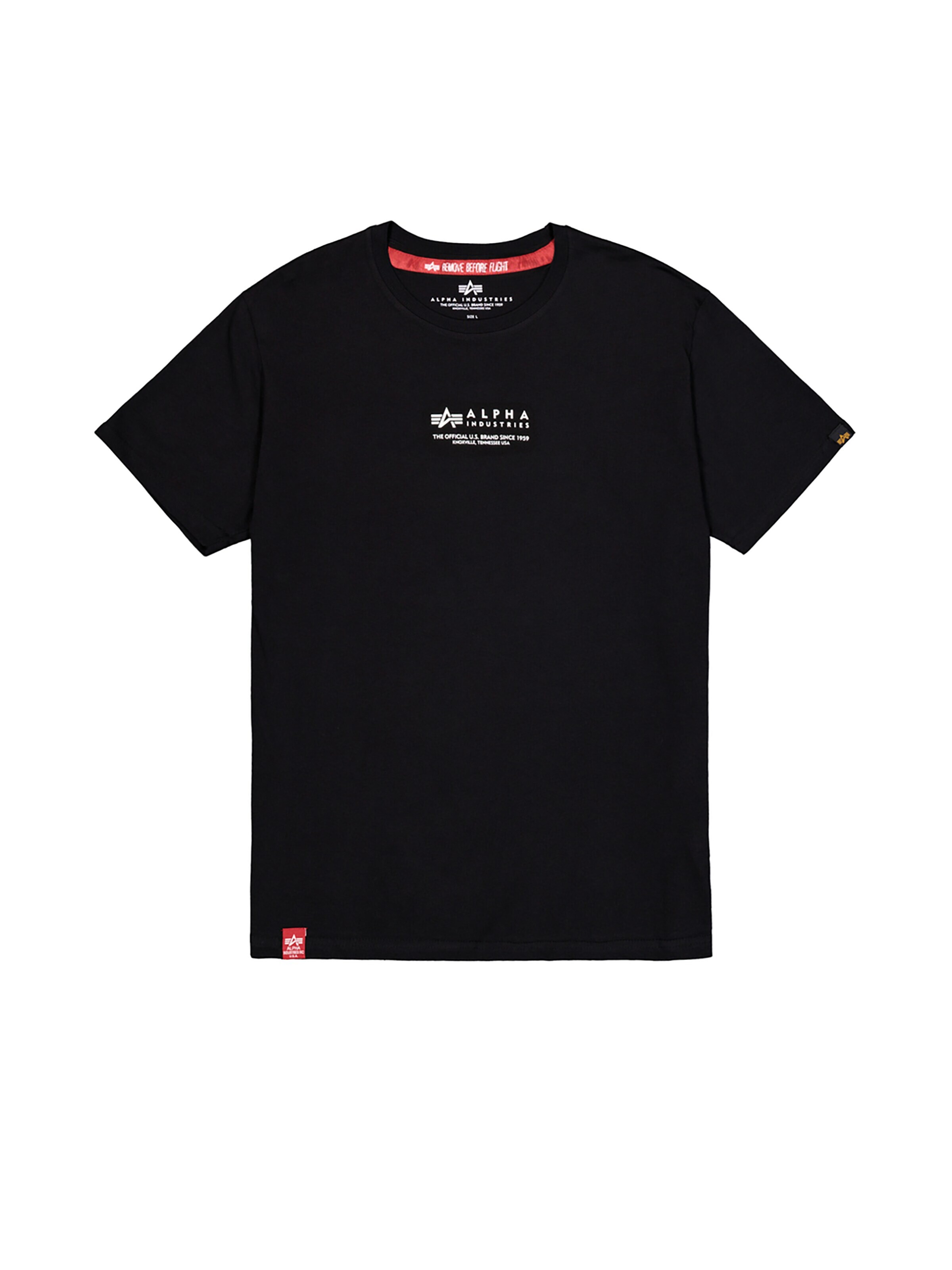 ALPHA INDUSTRIES Shirt 'Alpha Wording'‌‌‌‌‌‌‌ in Schwarz: Vorderseite
