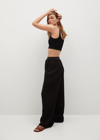 MANGO Wide leg Broek 'Sporty' in Zwart