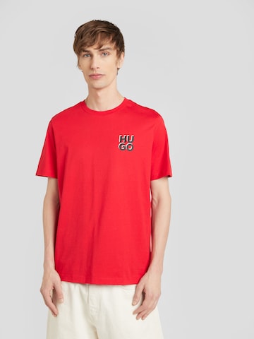 sarkans HUGO T-Krekls 'Dimoniti': no priekšpuses