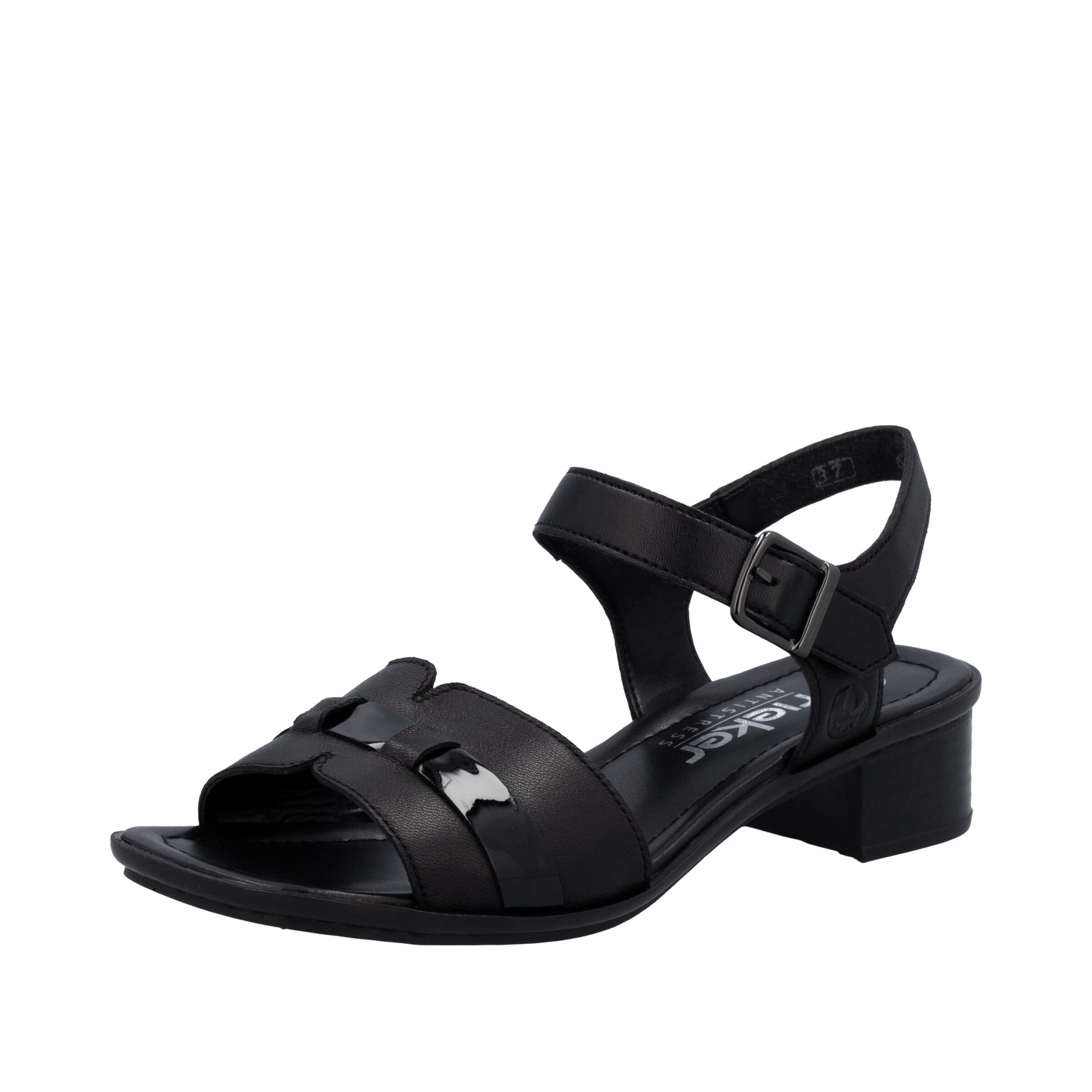 Rieker Strap Sandals '62685' in Black: front