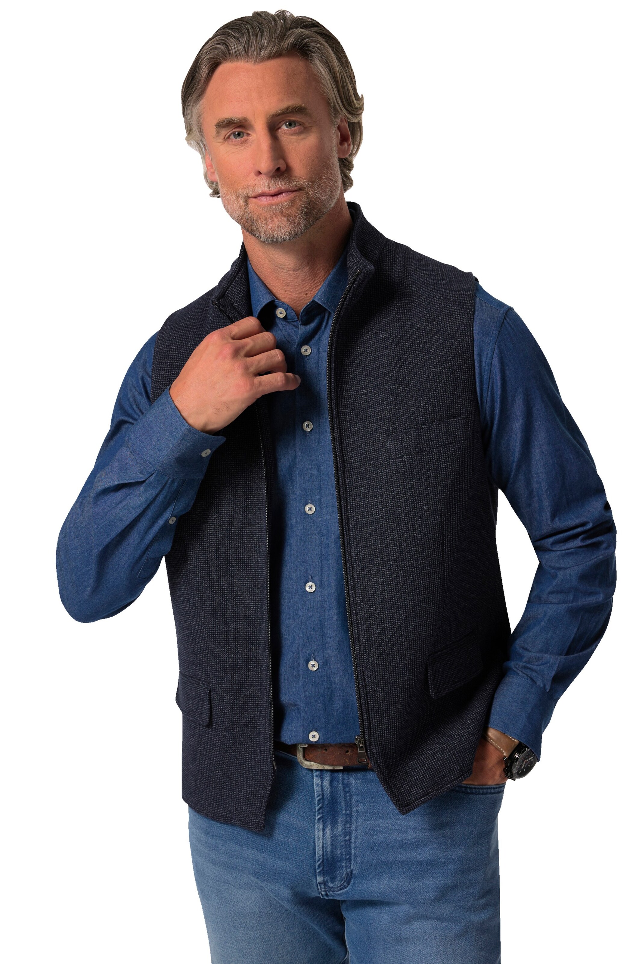 Boston Park Weste in Schwarz: Vorderseite