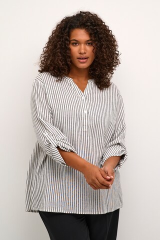 KAFFE CURVE Blouse 'Mille' in Zwart: voorkant