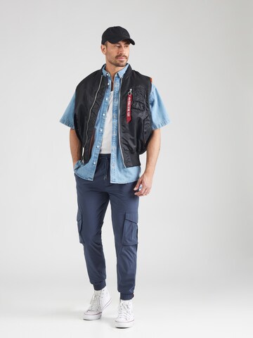 mėlyna ALPHA INDUSTRIES Siaurėjantis Laisvo stiliaus kelnės