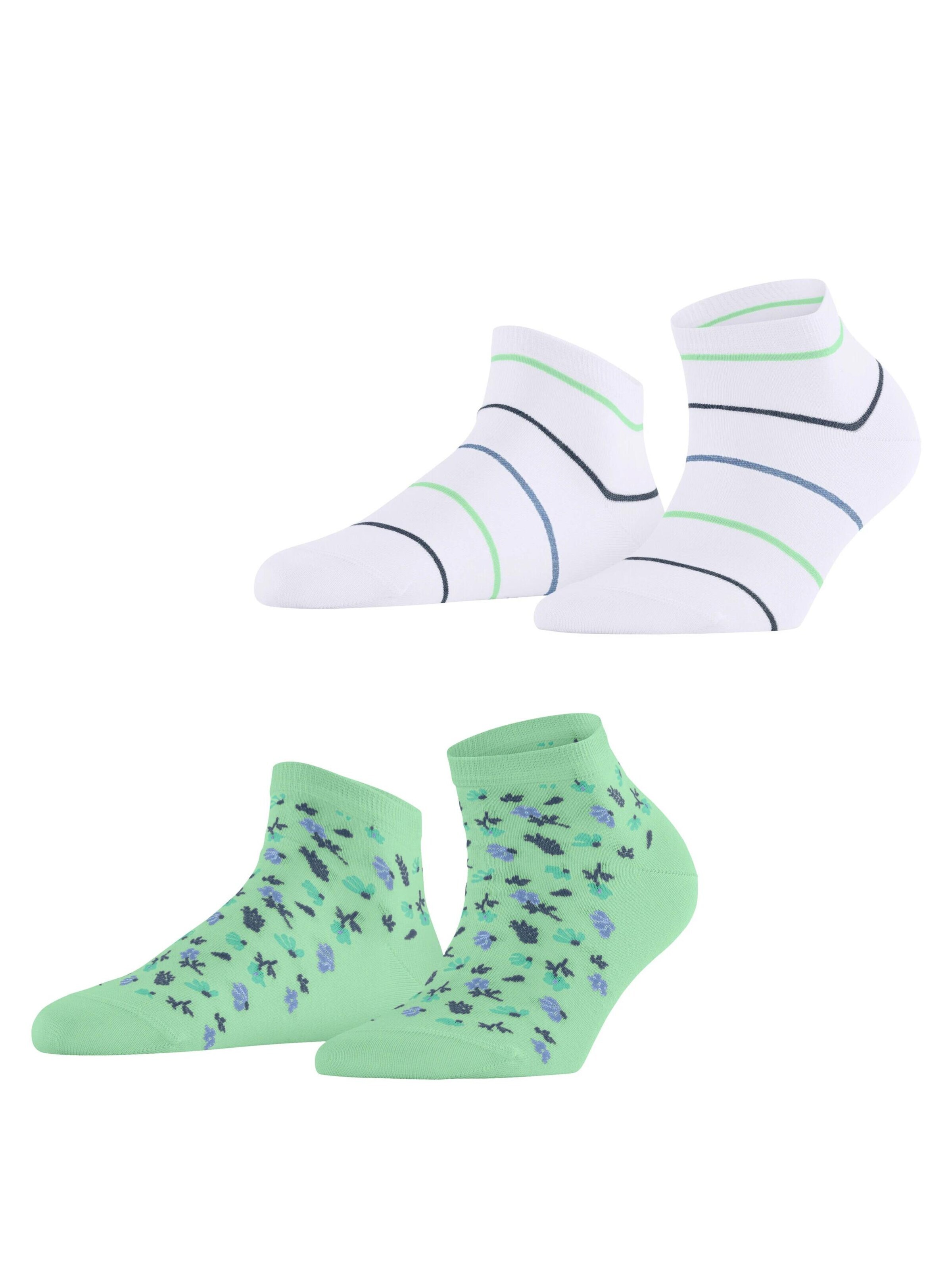 ESPRIT Socken 'Flowers & Stripes 2-Pack'‌‌‌‌‌‌‌ in Grün: Vorderseite