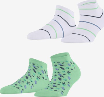 ESPRIT Socken 'Flowers & Stripes 2-Pack' in Grün: Vorderseite