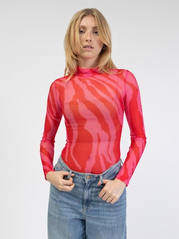 BROKE + SCHÖN Shirt Bodysuit 'Body mit gecracktem Muster' in Pink: front