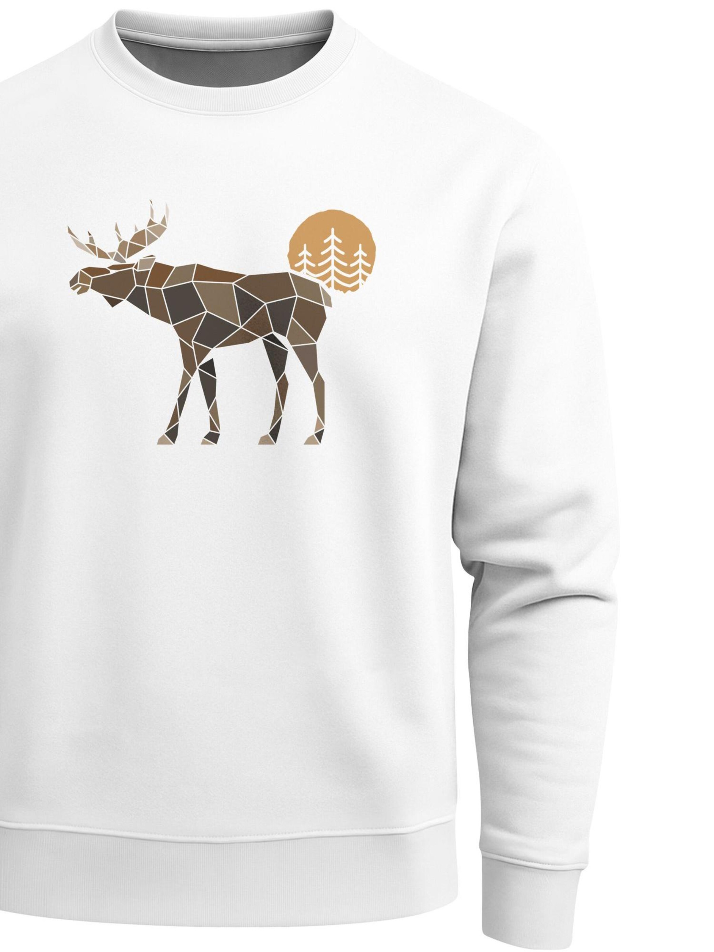 Neverless Sweatshirt 'Elch Polygon'‌‌‌ in Weiß