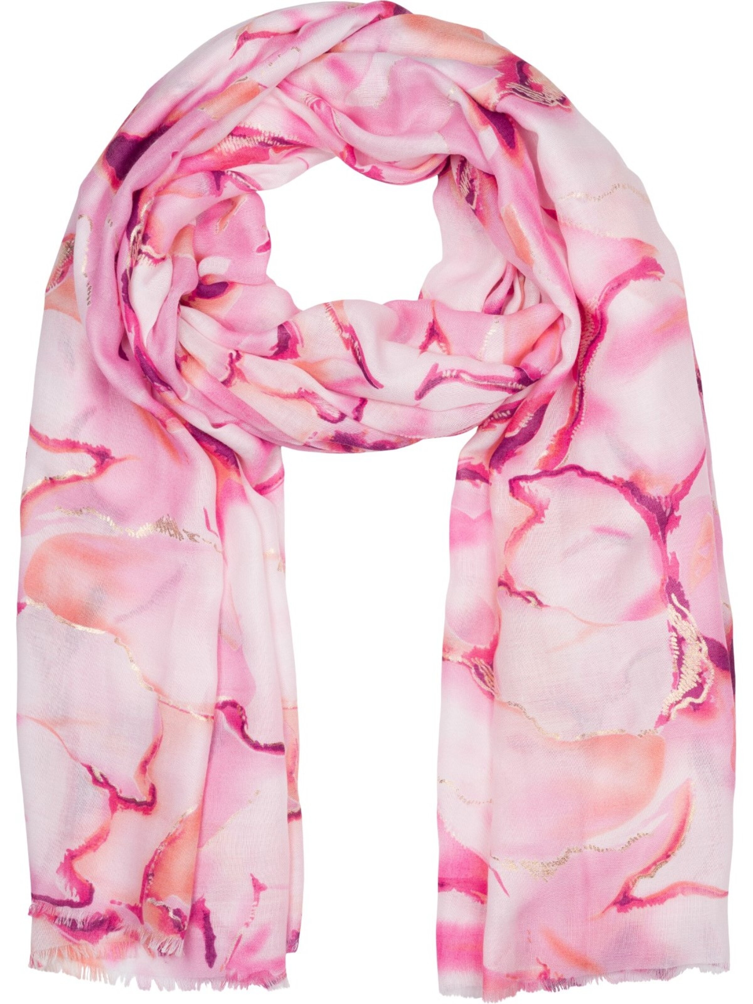styleBREAKER Schal 'Schal Marmor Muster Metallic Akzente'‌‌‌ in Pink: Vorderseite