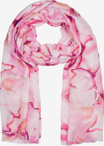 styleBREAKER Schal 'Schal Marmor Muster Metallic Akzente' in Pink: Vorderseite