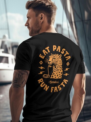 Neverless Shirt 'Eat pasta' in Black