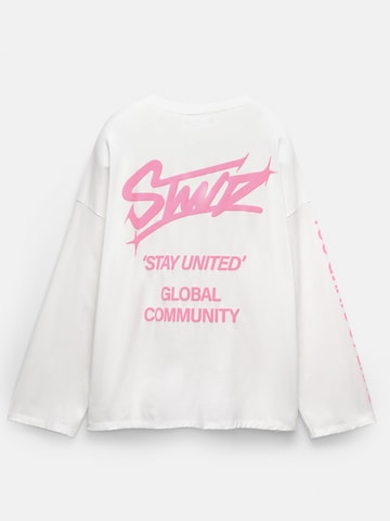 Pull&Bear Oversized shirt 'STWD' in White