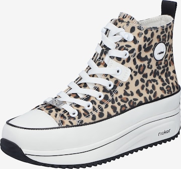 Baskets hautes Rieker en beige : devant