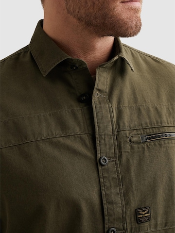 PME Legend Regular fit Overhemd 'PME LEGEND - Shirt jacket with button closure and chest pocket' in Groen