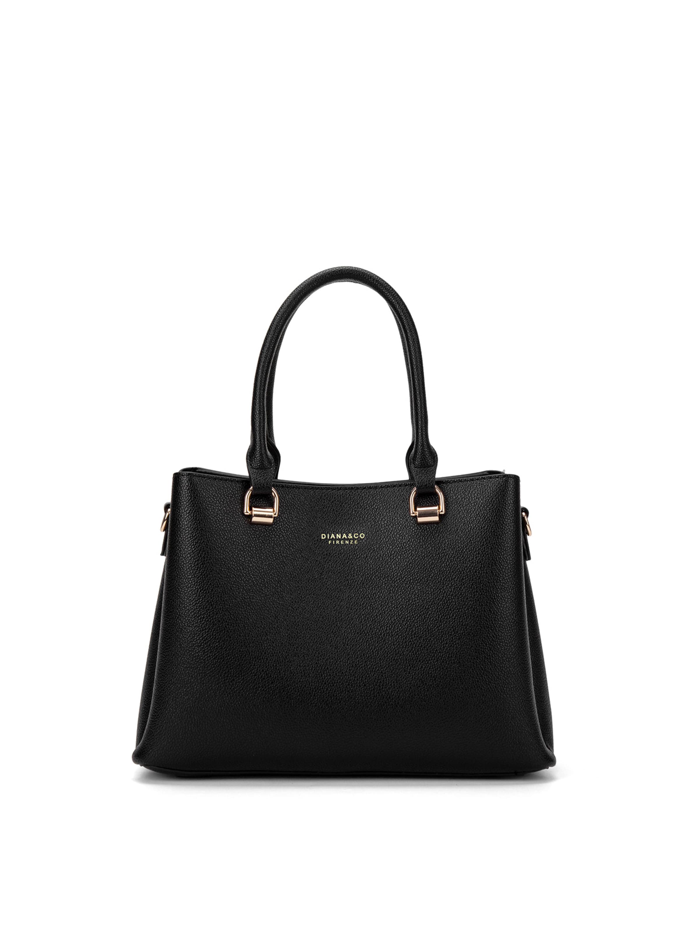 Borsa a mano 'Borsa a Mano Vegan Leather Diana & Co Firenze - Zip e Tracolla Rimovibile' di Diana&Co. in nero: frontale