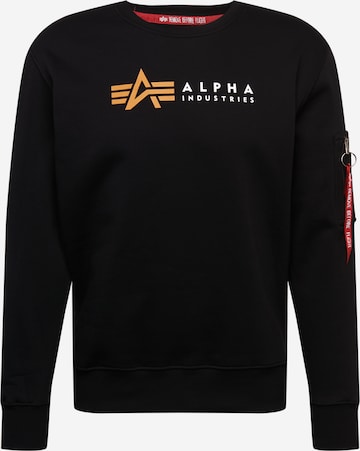 melns ALPHA INDUSTRIES Sportisks džemperis: no priekšpuses