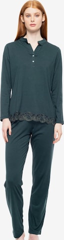 Pink LabelPidžama 'PYJAMA NIGHT LOVERS SOLID' - zelena boja: prednji dio