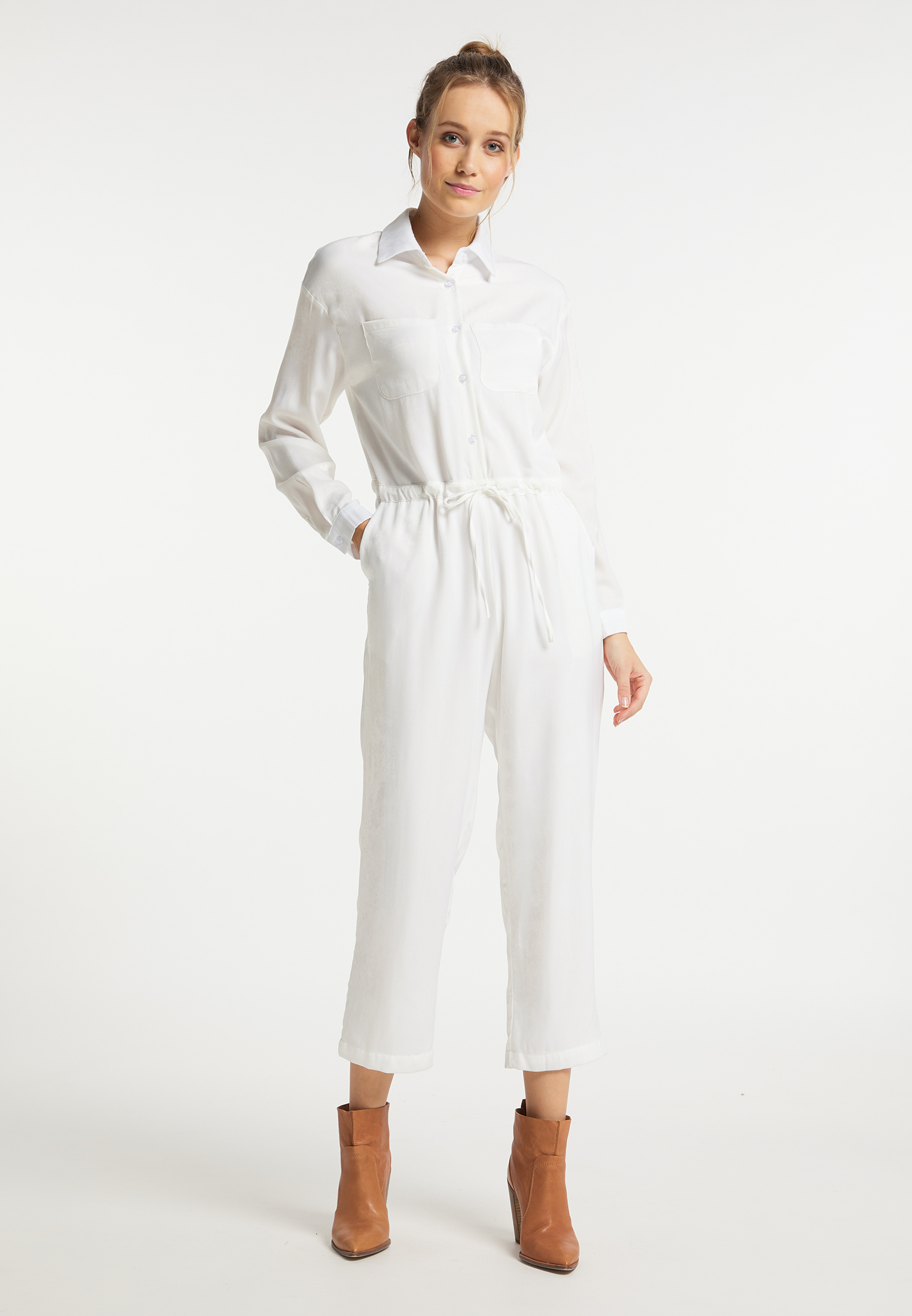 Donna Taglie comode DreiMaster Vintage Tuta jumpsuit in Bianco 