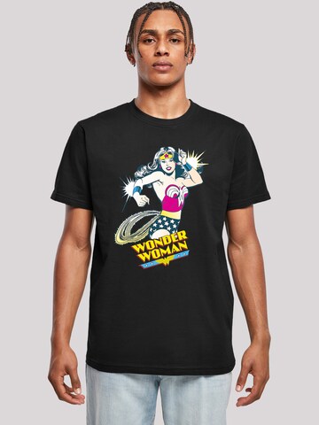 F4NT4STIC Shirt 'DC Comics Wonder Woman Vintage Lasso' in Black: front