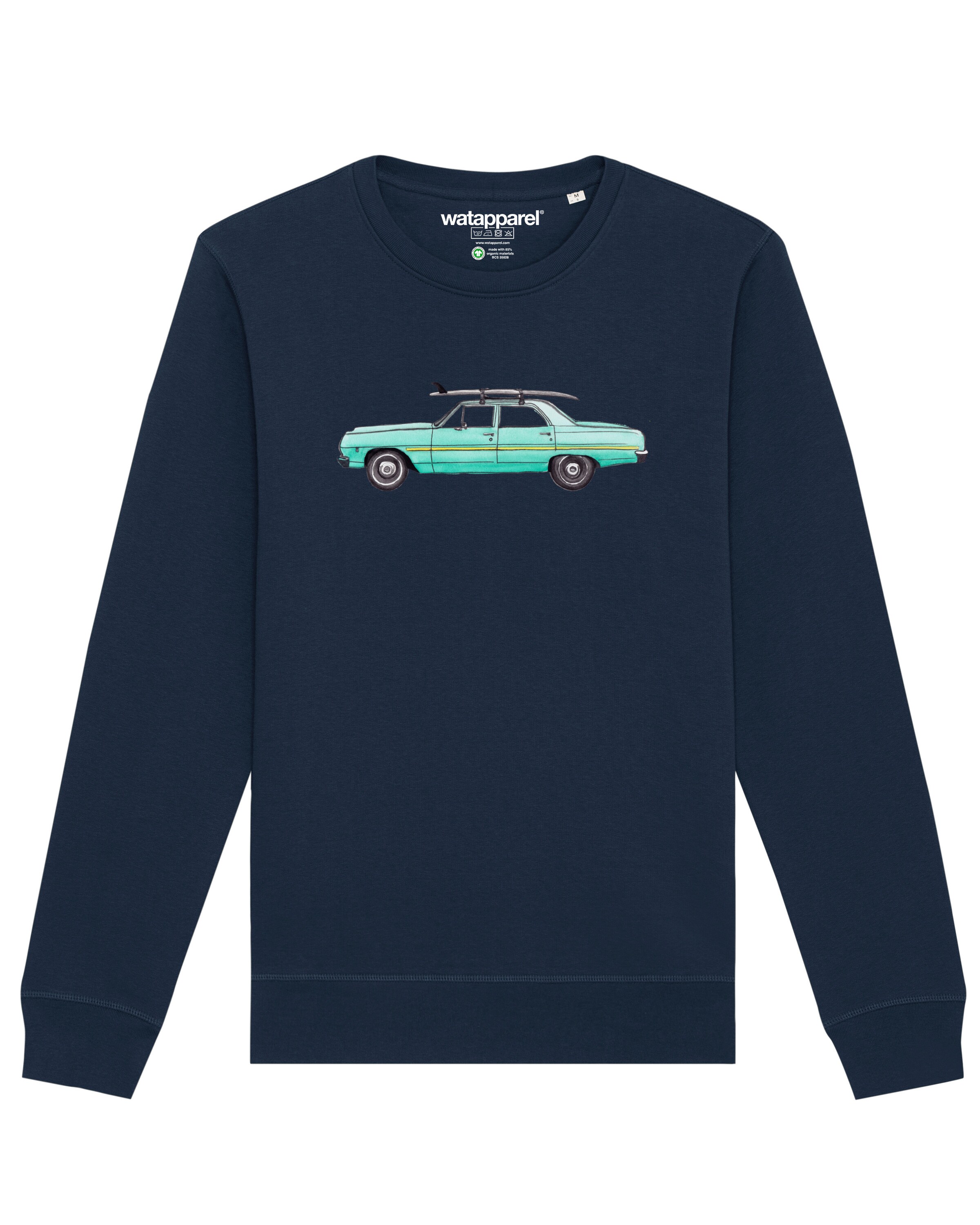 Watapparel Sweatshirt ' Surf Car ' in Blauw: voorkant