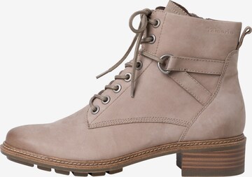 TAMARIS Lace-Up Ankle Boots in Beige