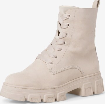 TAMARIS Lace-Up Ankle Boots in Beige: front