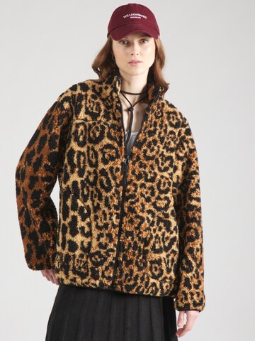 TOPSHOP Fleece jacket in Brown: front