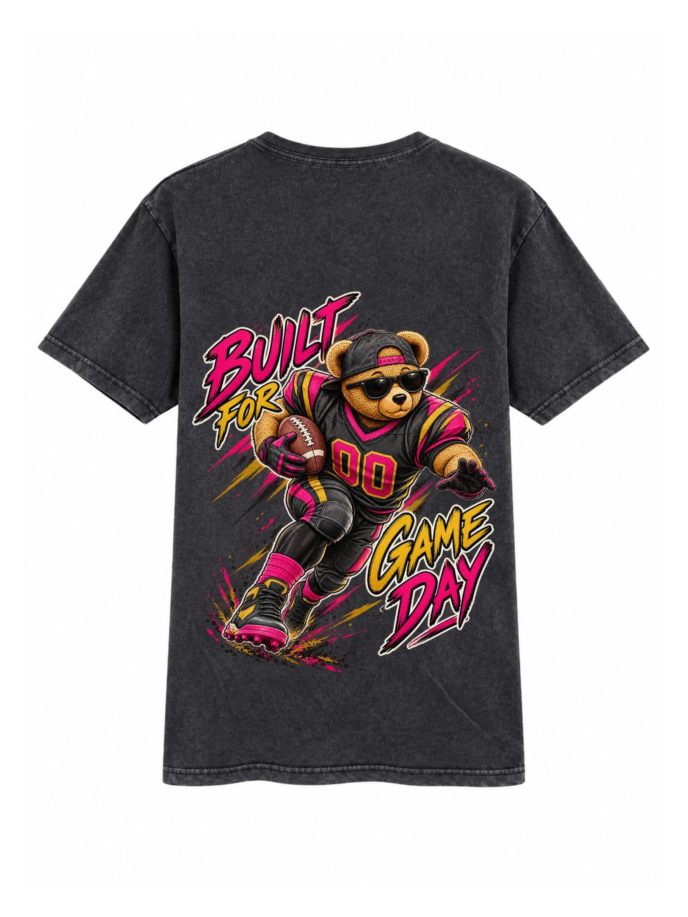 LUNØIR Studio Shirt 'TEDDY Football Game Ready' in Black: front