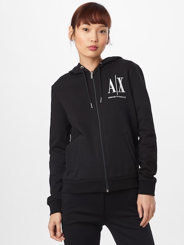 ARMANI EXCHANGE Zip-Up Hoodie '8NYM22' in Black: front