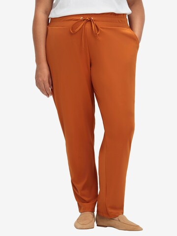 SHEEGO Tapered Pants in Brown: front