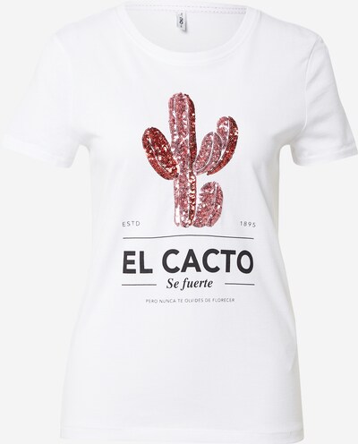 ONLY T-shirt 'KITA' en rouge cerise / noir / blanc, Vue avec produit