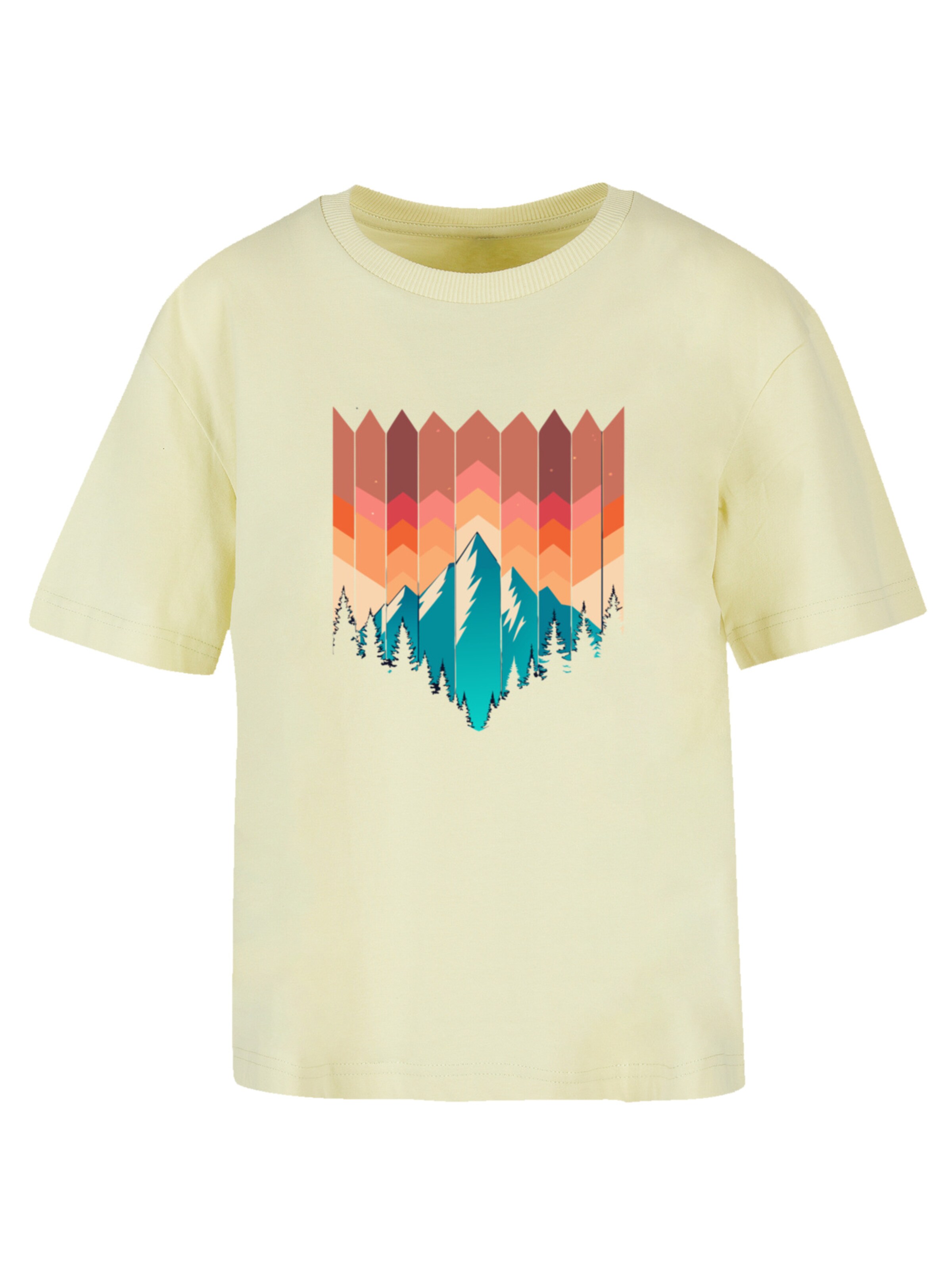 F4NT4STIC Shirt 'Berg Sonnenuntergang Geometrisch' in Yellow: front