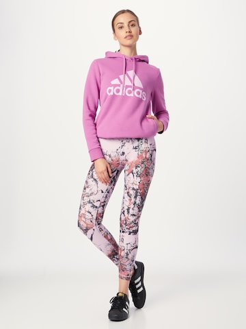 ADIDAS PERFORMANCE Skinny Workout Pants 'Essentials Print' in Purple