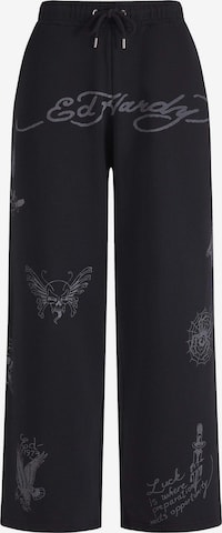 Ed HardyLoosefit Hlače - crna boja: prednji dio
