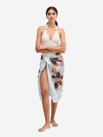 Marc O'Polo Strandjurk ' Abstract Flower ' in Beige: voorkant