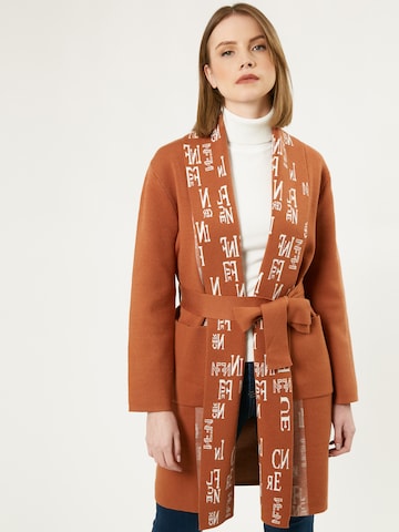 Manteau mi-saison Influencer en marron : devant