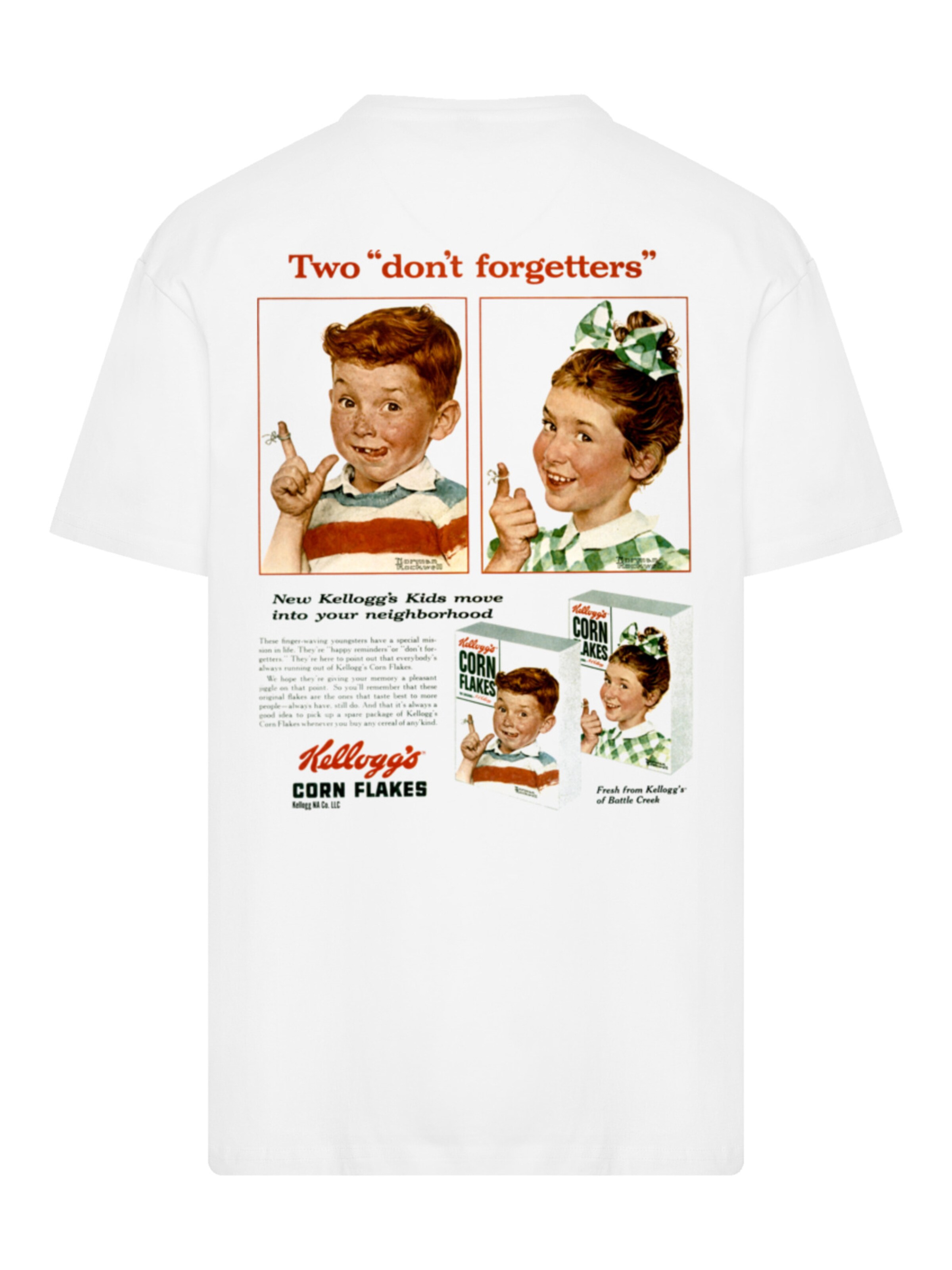 T-Shirt 'Kellogg's Corn Flakes Cereal Box Children Retro' F4NT4STIC en blanc