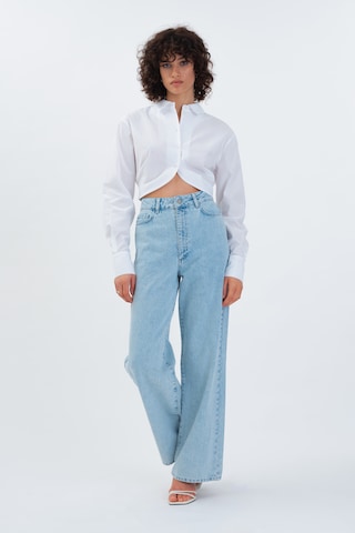 Wide Leg Jean 'Freda' Aligne en bleu