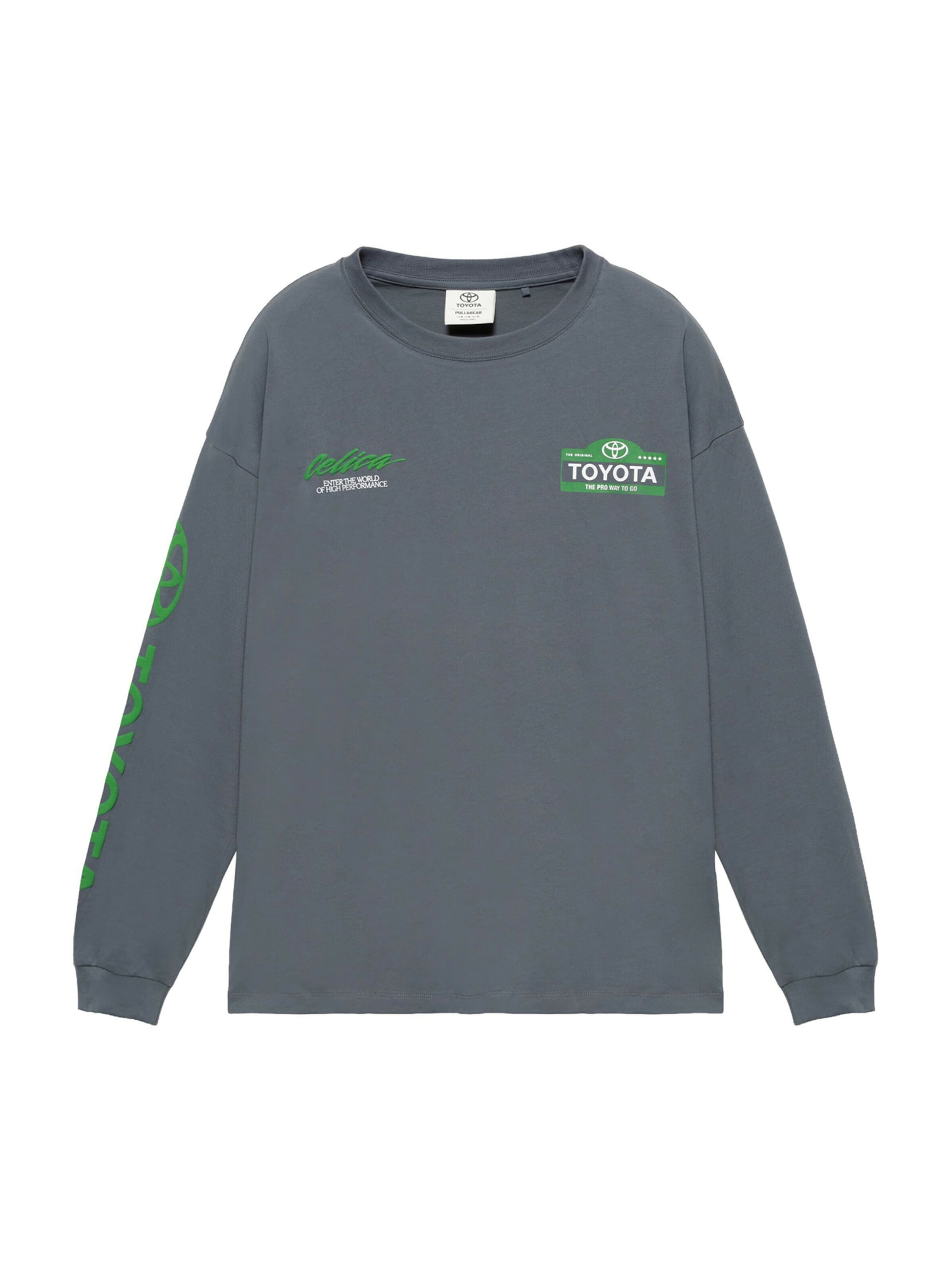 Pull&Bear Majica 'TOYOTA' v velikosti XS  | temno siva / zelena / bela barva, Prikaz izdelka