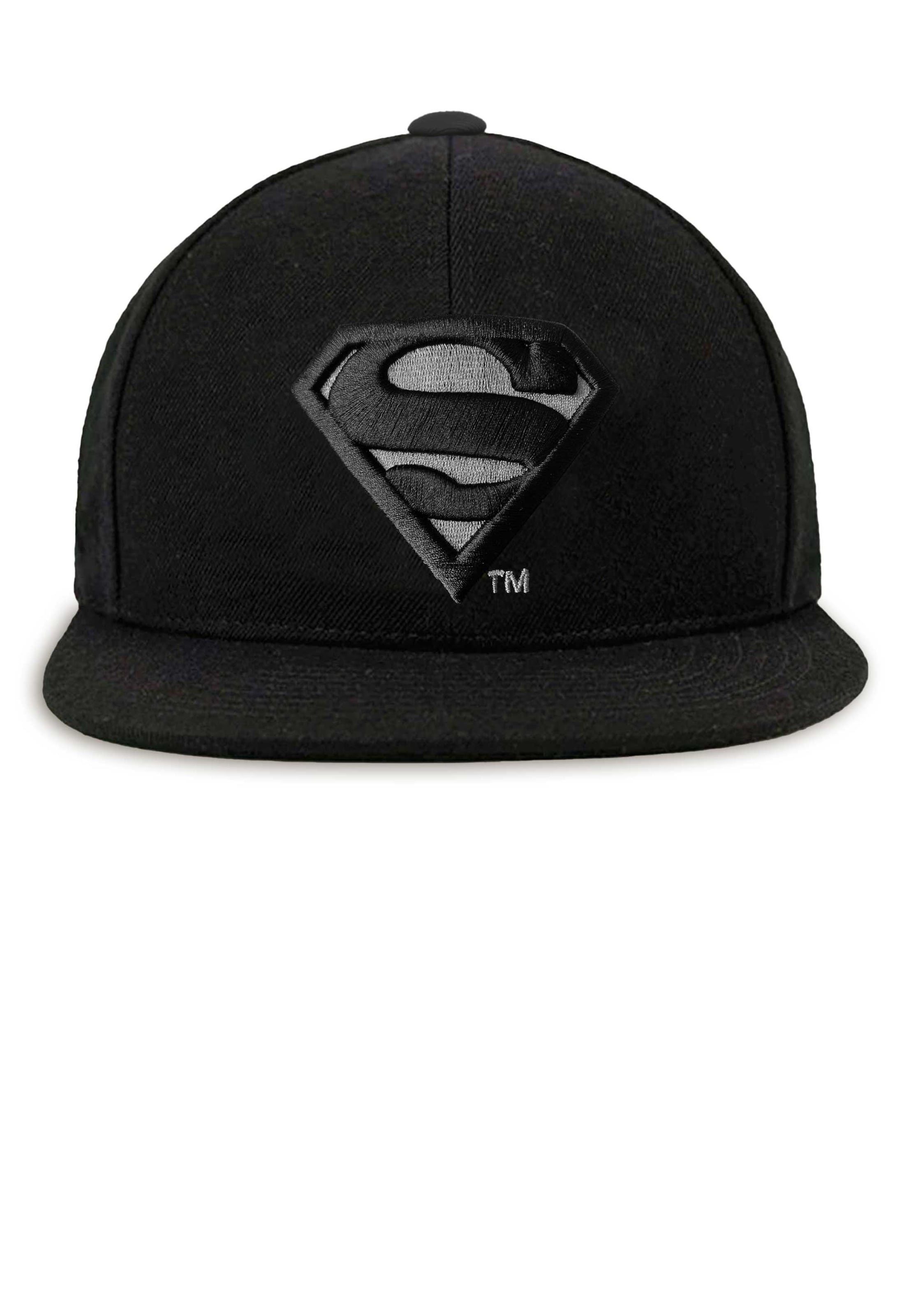 LOGOSHIRT Hoed 'DC Superman' in Zwart: voorkant