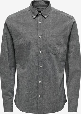Only & Sons Slim fit Button Up Shirt 'TORP' in Grey: front